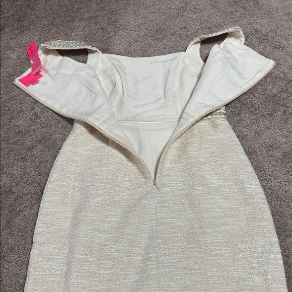 Lilly Pulitzer Dana Shift Dress in Gold Metallic Resort Boucle - Picture 7 of 11